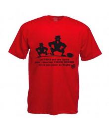 Tee shirt Rugby Humour "Chuck Norris" Haka Rouge/Noir