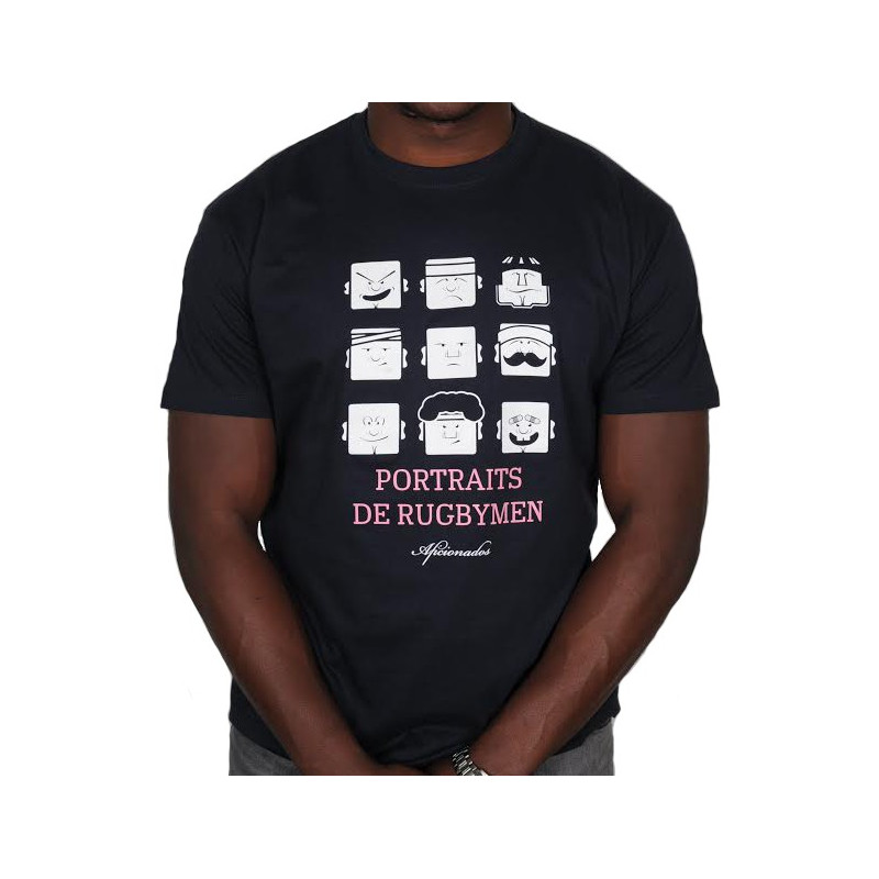 Tee shirt Aficionados "PORTRAITS DE RUGBYMEN"  Marine