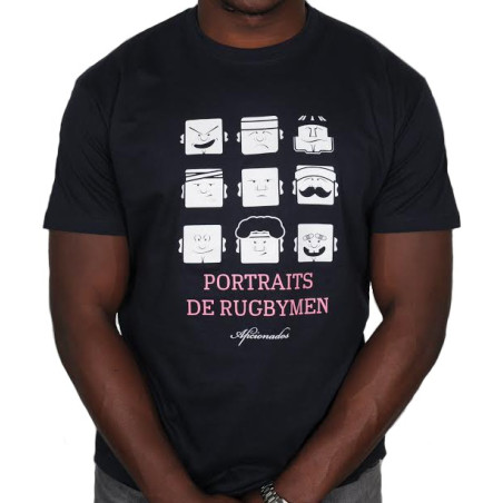 Tee shirt Aficionados "PORTRAITS DE RUGBYMEN"  Marine
