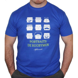 Tee shirt Aficionados "PORTRAITS DE RUGBYMEN" Bleu Royal