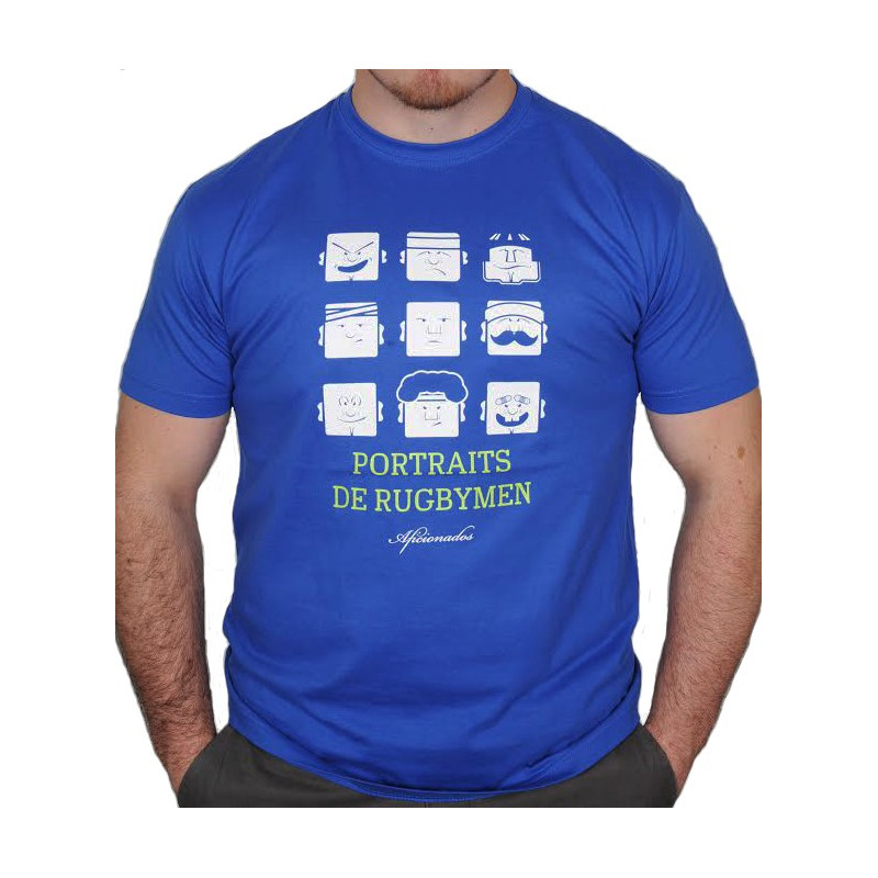 Tee shirt Aficionados "PORTRAITS DE RUGBYMEN" Bleu Royal