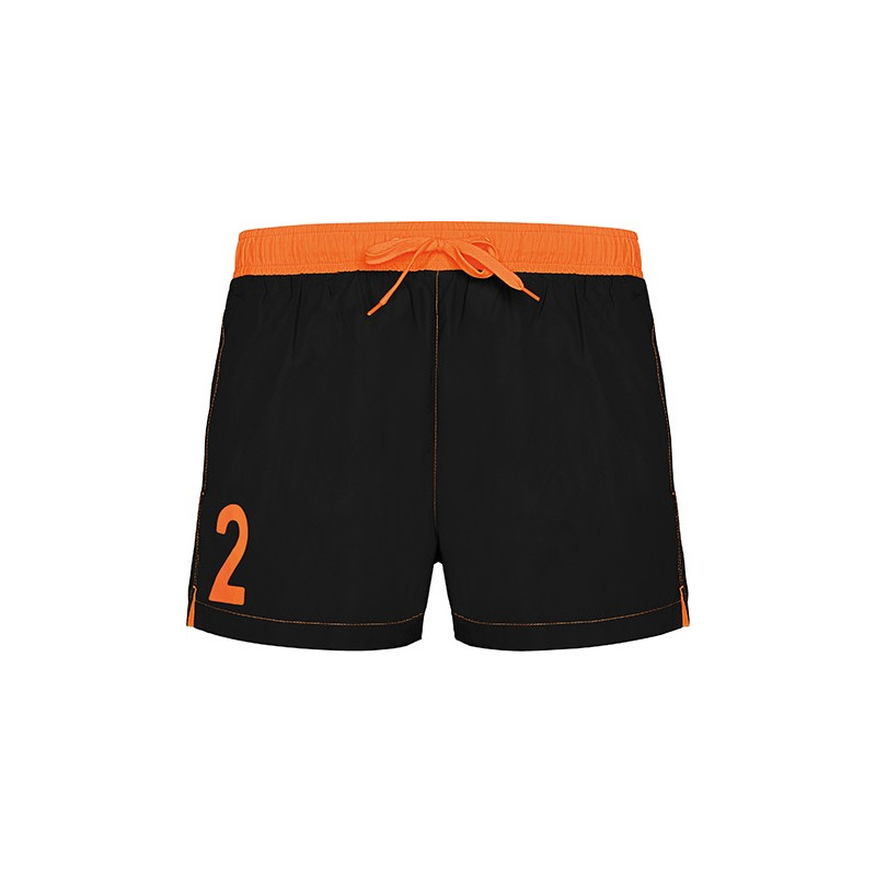 Short de Bain N°2 Orange et Noir