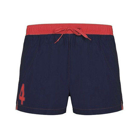 Short de Bain N°4 Marine et Rouge 