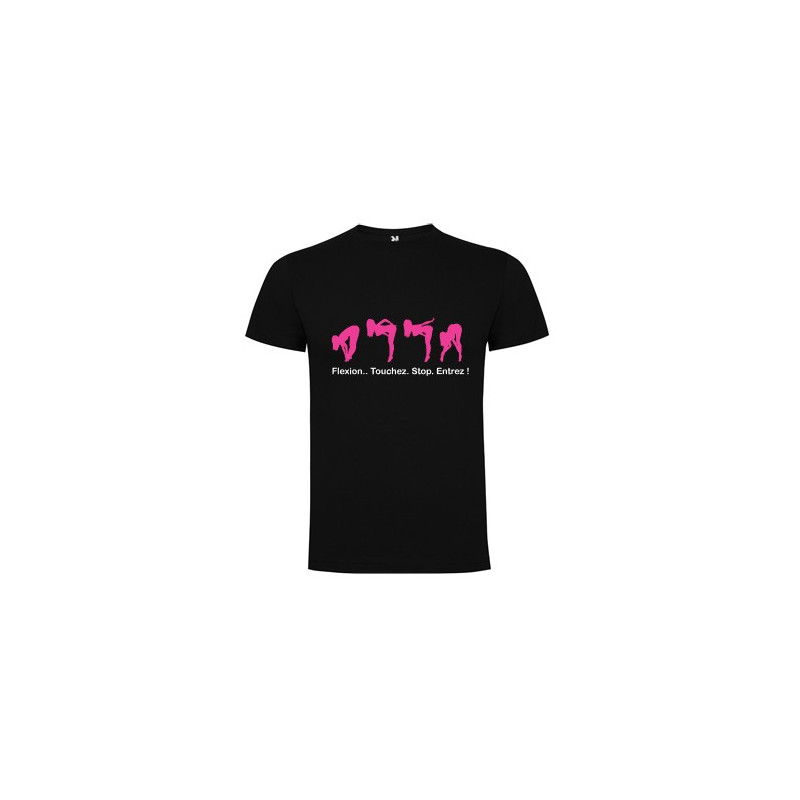 Tee shirt Flexion... touchez... stop... entrez ! noir