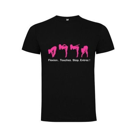 Tee shirt Flexion... touchez... stop... entrez ! noir