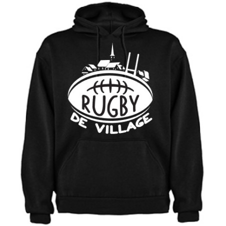 Sweat capuche "Village" Noir/Blanc