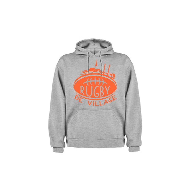 Sweat capuche "Village" Gris/Orange