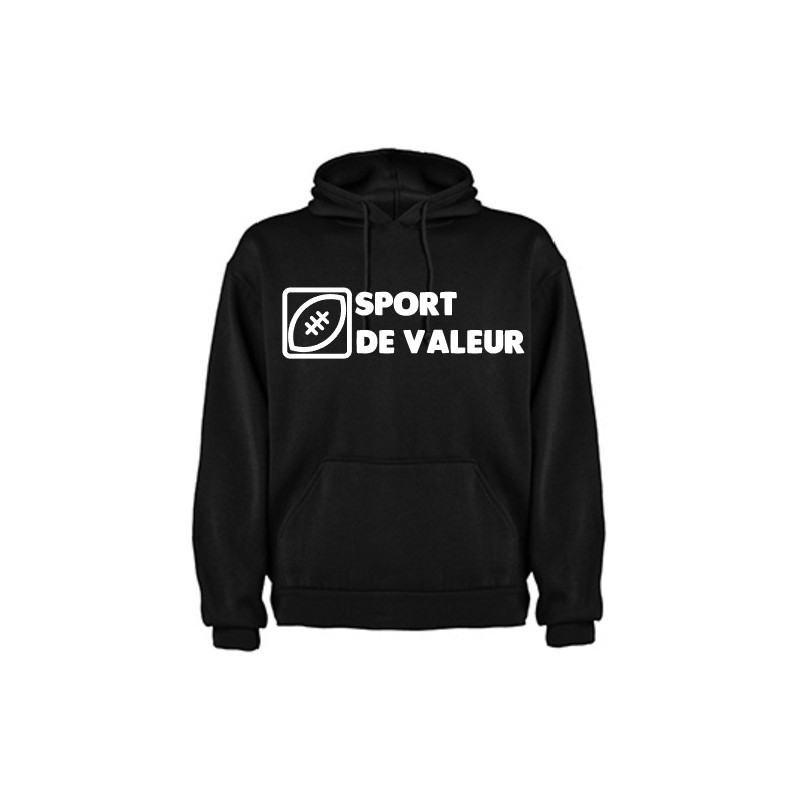 Sweat capuche "Valeur" Noir/Blanc