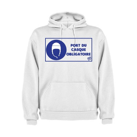 Sweat capuche"Casque" Blanc