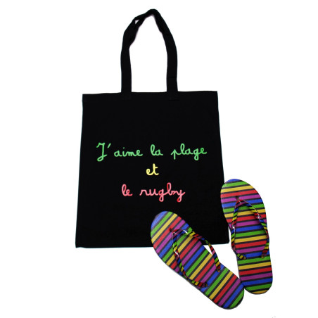 Tote Bag + Tongs  Noir & Multicolore