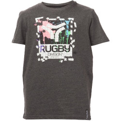 Tee Shirt Junior Rugby Division  "PUZZLE" Noir Chiné