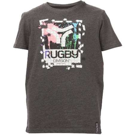 Tee Shirt Junior Rugby Division  "PUZZLE" Noir Chiné