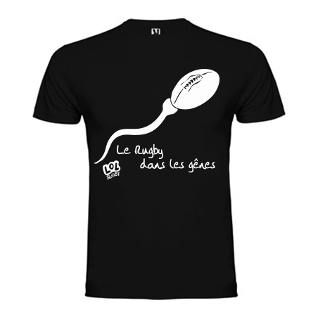 Tee shirt humour "Rugby dans les gênes" 