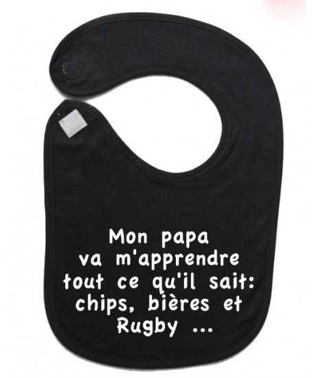 Bavoir bébé Chips Noir/Blanc - Esprit Rugby