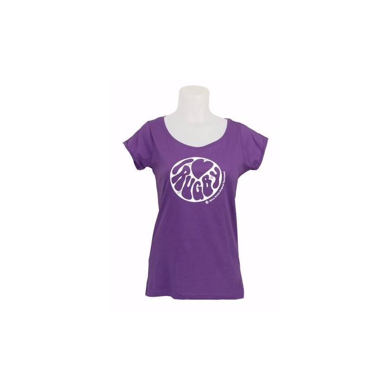 tee shirt femme Ultra Petita " I LOVE RUGBY " violet 