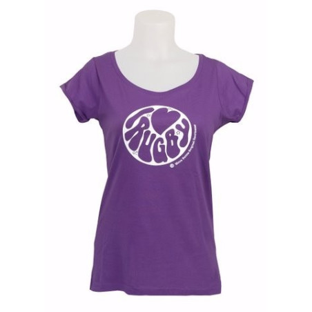 tee shirt femme Ultra Petita " I LOVE RUGBY " violet 