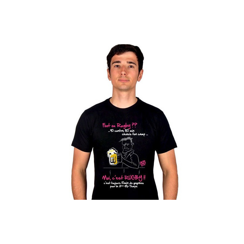 Tee shirt LOL Rugby " Foot ou Rugby  " Noir