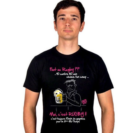 Tee shirt LOL Rugby " Foot ou Rugby  " Noir