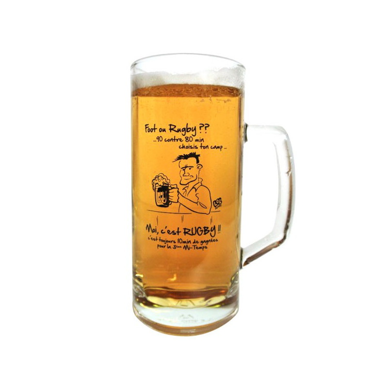 Chope de bière Lol Rugby "Foot ou Rugby "