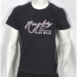 Tee Shirt Black Wellis Rugby Junior Marine