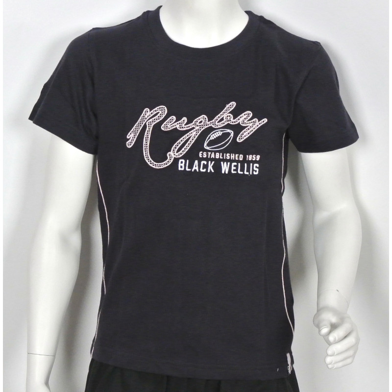 Tee Shirt Black Wellis Rugby Junior Marine