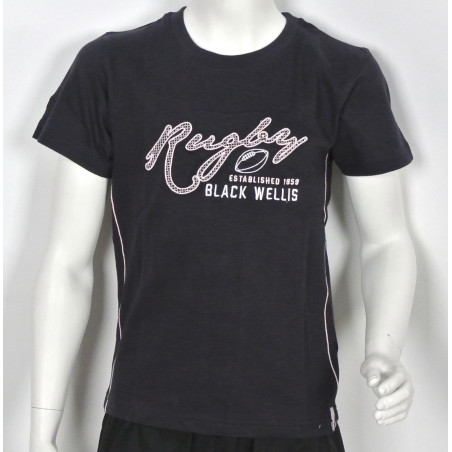 Tee Shirt Black Wellis Rugby Junior Marine