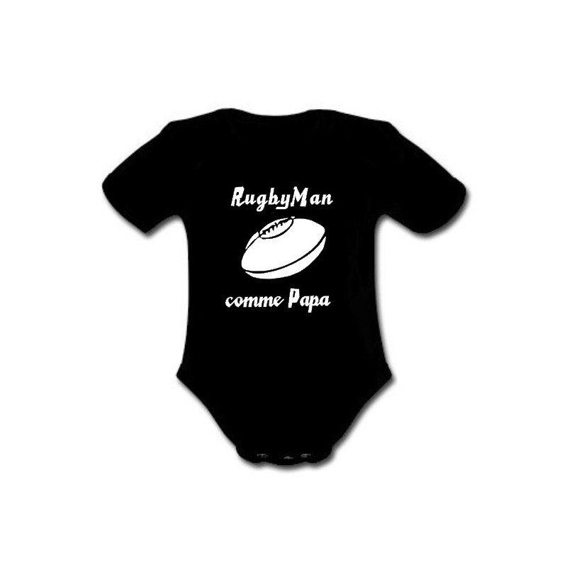 Body bébé "RugbyMan comme Papa" Noir/Blanc