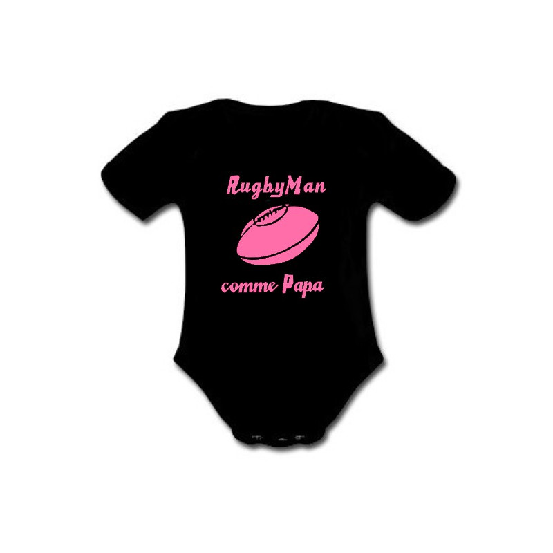 Body bébé "RugbyMan comme Papa" Noir/Rose