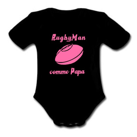Body bébé "RugbyMan comme Papa" Noir/Rose