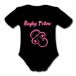 Body bébé "Rugby Tétine" Noir/Rose
