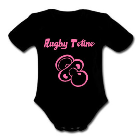 Body bébé "Rugby Tétine" Noir/Rose