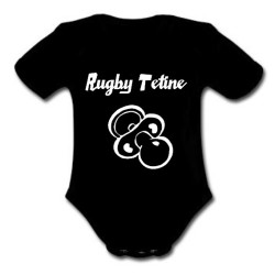 body bébé "Rugby Tétine" Noir/Blanc