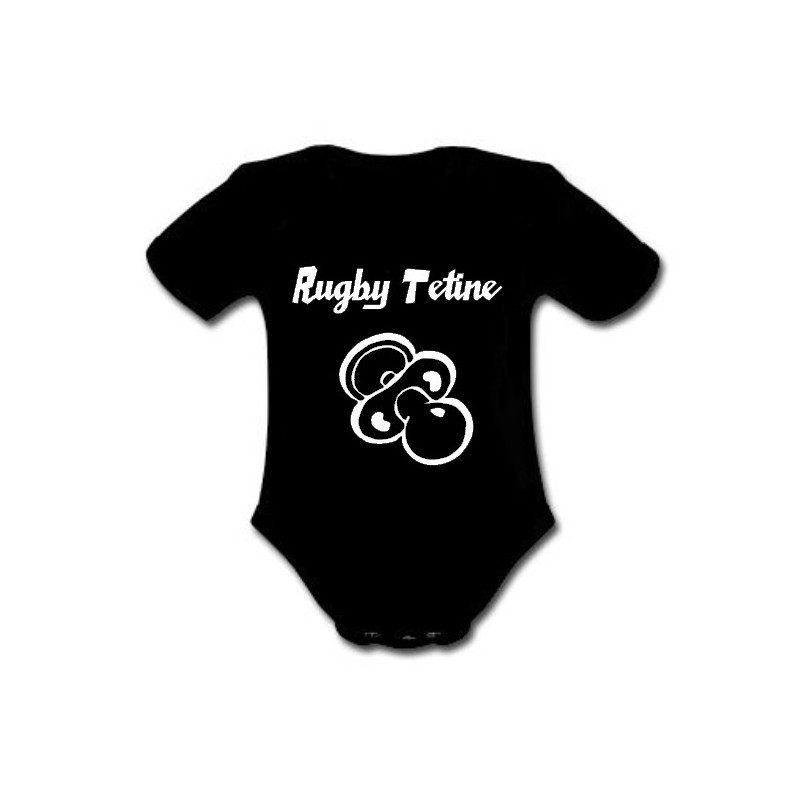 body bébé "Rugby Tétine" Noir/Blanc