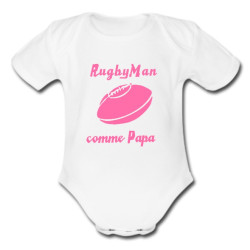 Body bébé "RugbyMan comme Papa" Blanc/Rose