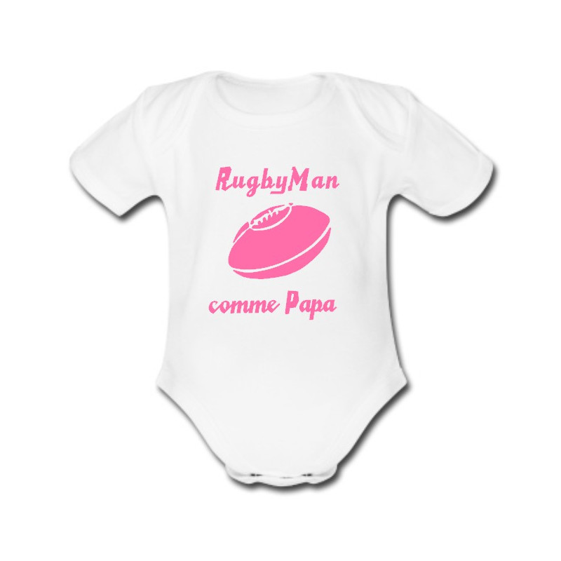 Body bébé "RugbyMan comme Papa" Blanc/Rose