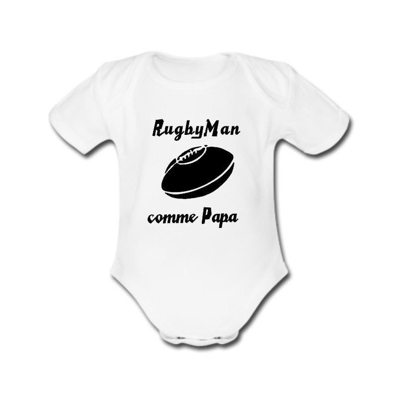 Body bébé "RugbyMan comme Papa" Blanc/Noir