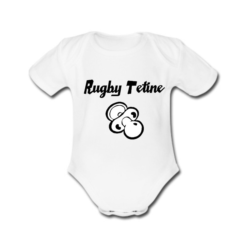 Body bébé "Rugby Tétine" Blanc/Noir