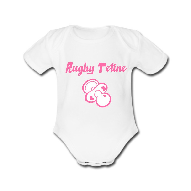 Body bébé "Rugby Tétine" Blanc/Rose