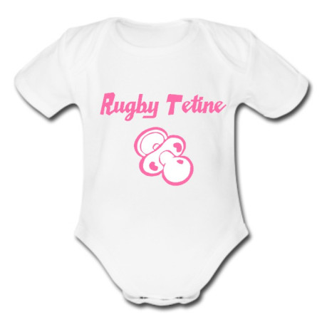 Body bébé "Rugby Tétine" Blanc/Rose