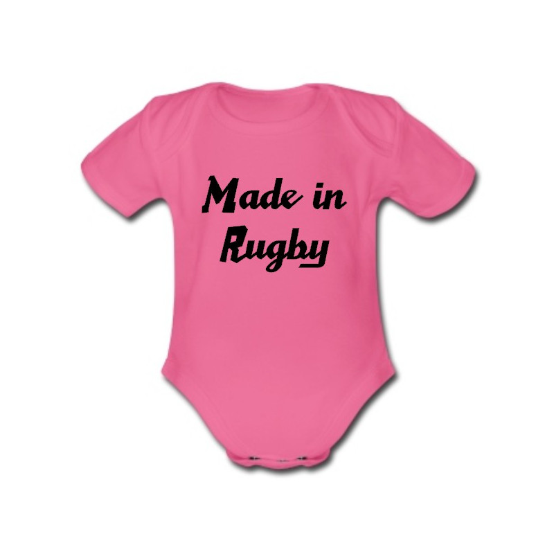 Body bébé "Made in Rugby" Rose/Noir