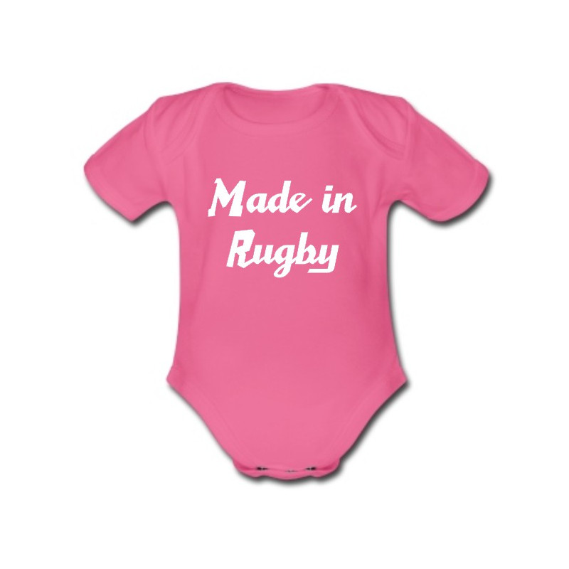 Body bébé "Made in Rugby" Rose/Blanc