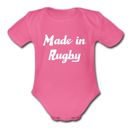 Body bébé "Made in Rugby" Rose/Blanc