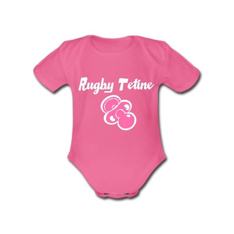 Body bébé "Rugby Tétine" Rose/Blanc