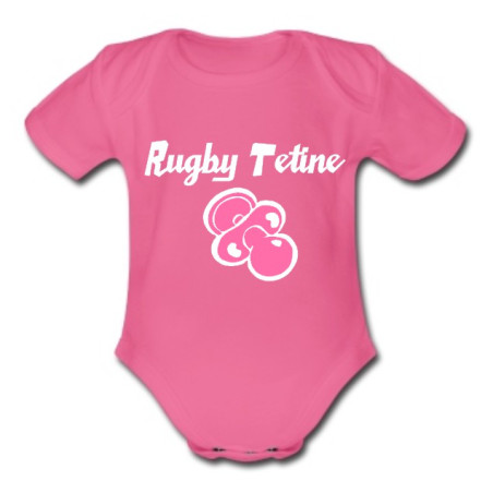 Body bébé "Rugby Tétine" Rose/Blanc