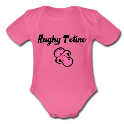 Body bébé "Rugby Tétine" Rose/Noir
