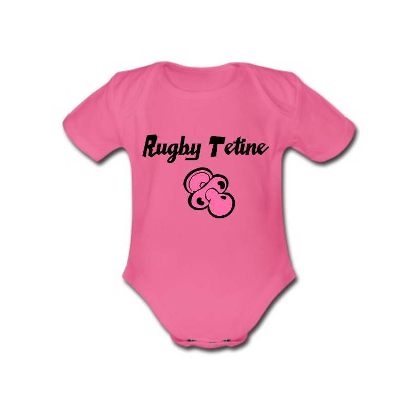 Body bébé "Rugby Tétine" Rose/Noir