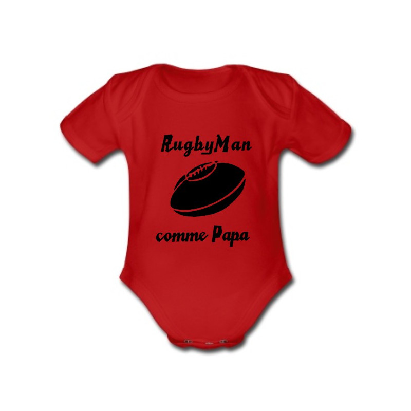 Body bébé "RugbyMan comme Papa" Rouge/Noir