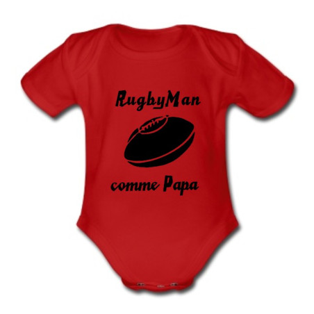 Body bébé "RugbyMan comme Papa" Rouge/Noir