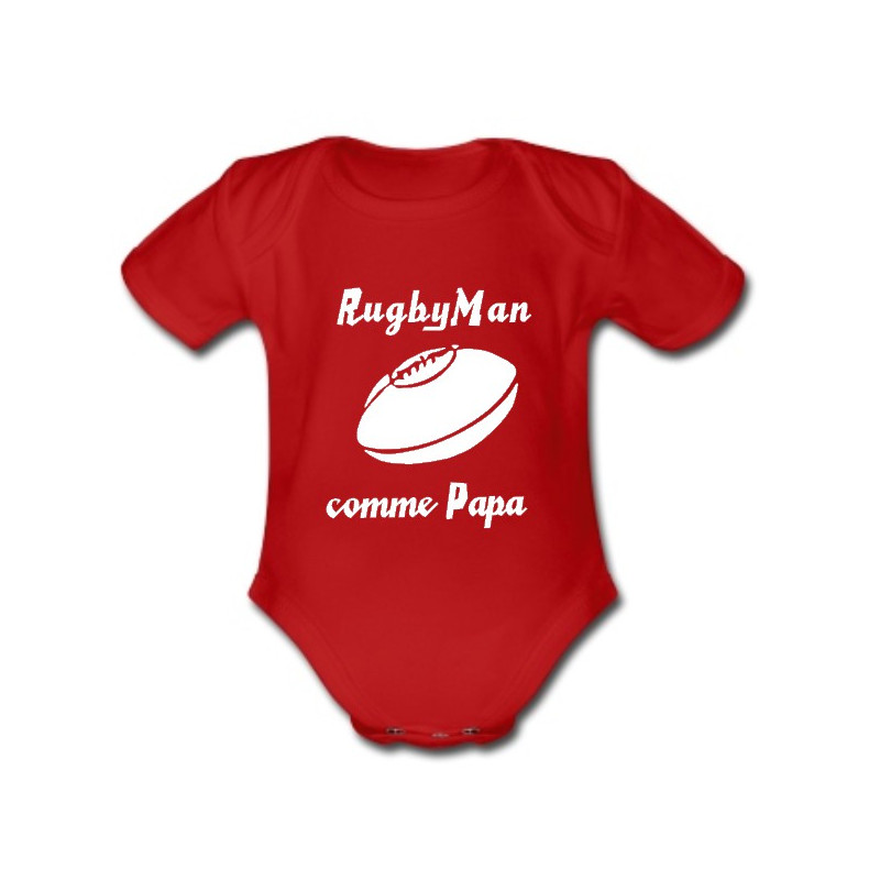 Body bébé "RugbyMan comme Papa" Rouge/Blanc
