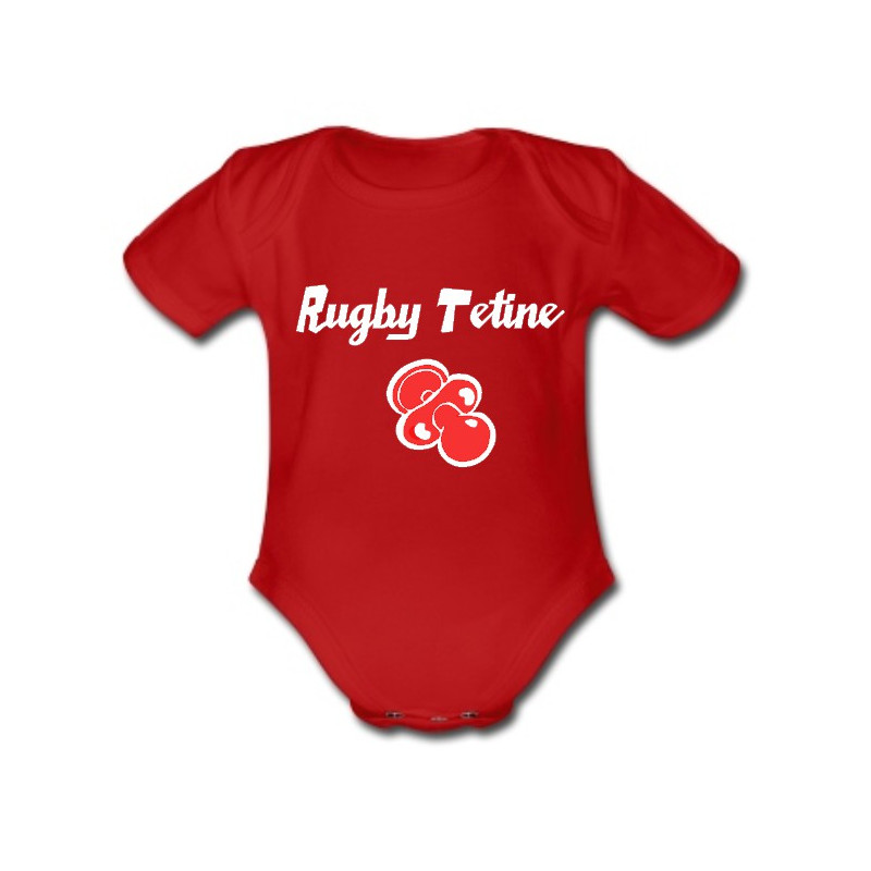 Body bébé "Rugby Tétine" Rouge/Blanc
